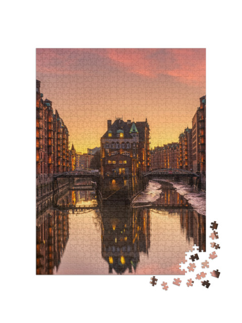 puzzle 1000 dílků „Stará skladištní čtvrť v Hamburku, Německo“