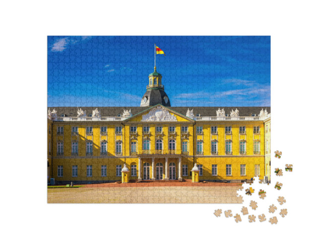 puzzle 1000 dílků „Zámek Karlsruhe z 18. století, Bádensko-Württembersko“