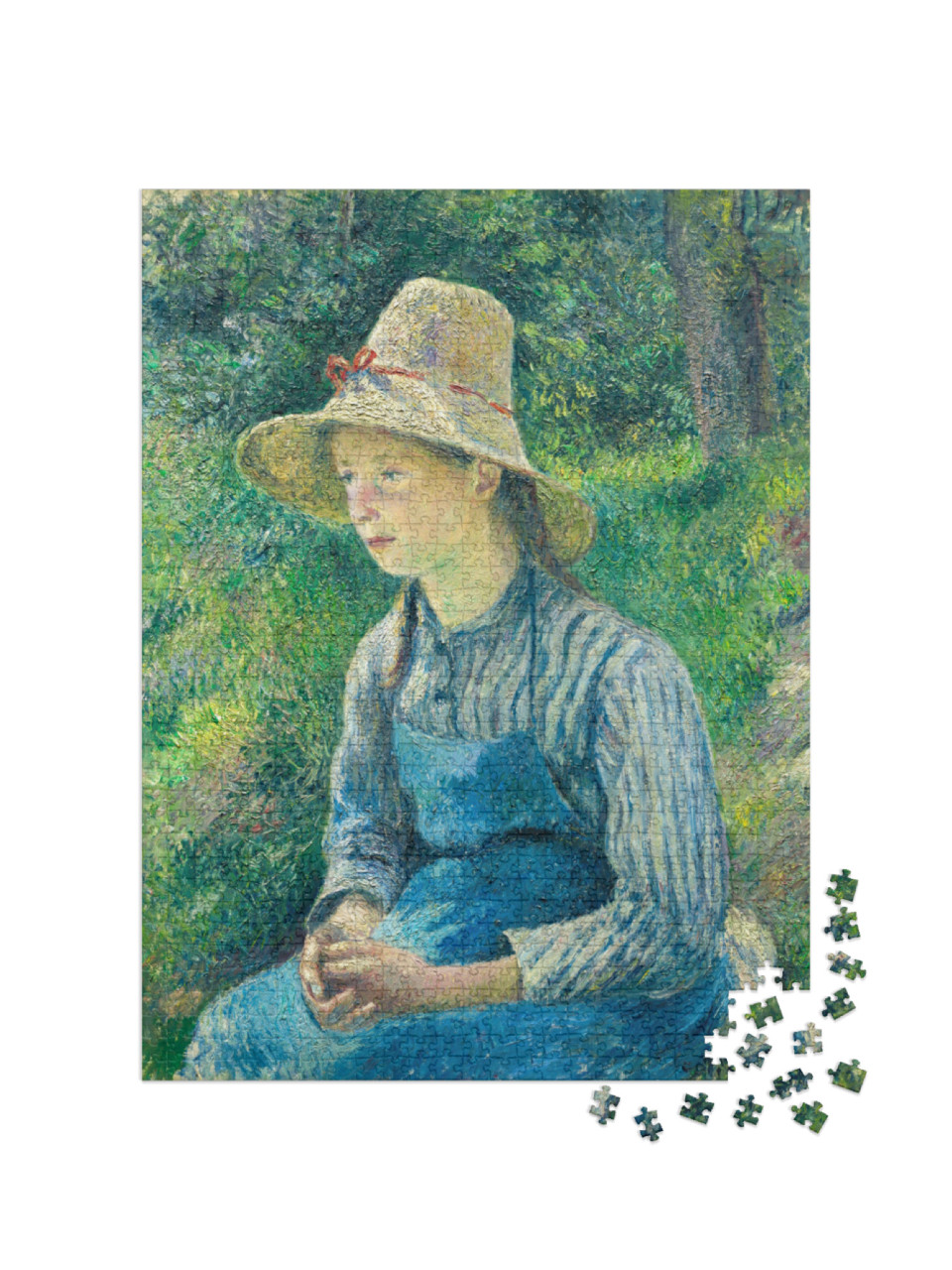 puzzle 1000 dílků „Camille Pissarro - Rolnice se slaměným kloboukem“