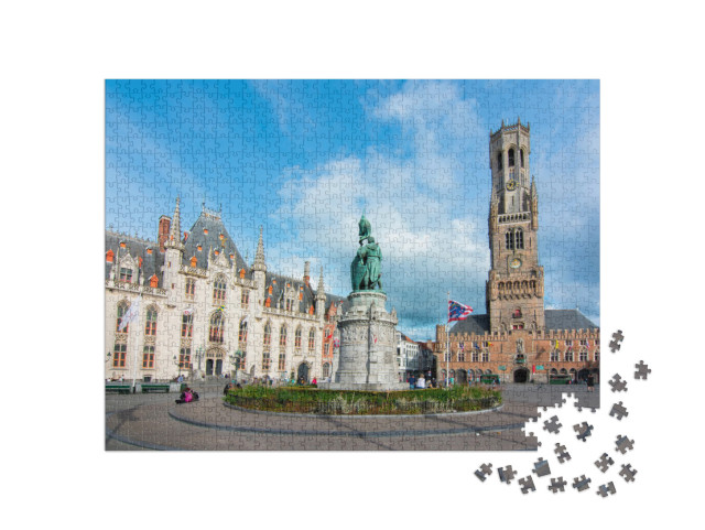 puzzle 1000 dílků „Tržní náměstí a věž Belfort v Bruggách, Belgie“