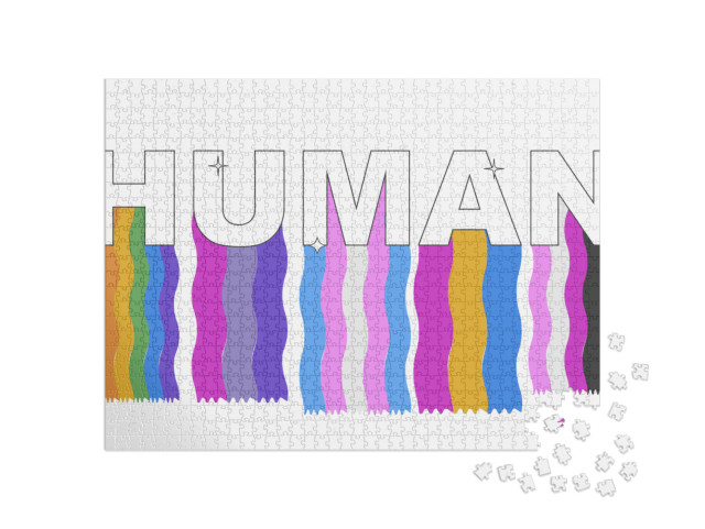 puzzle 1000 dílků „Člověk. Hrdost na sexuální identitu. Symboly LGBT. Vlajka g“