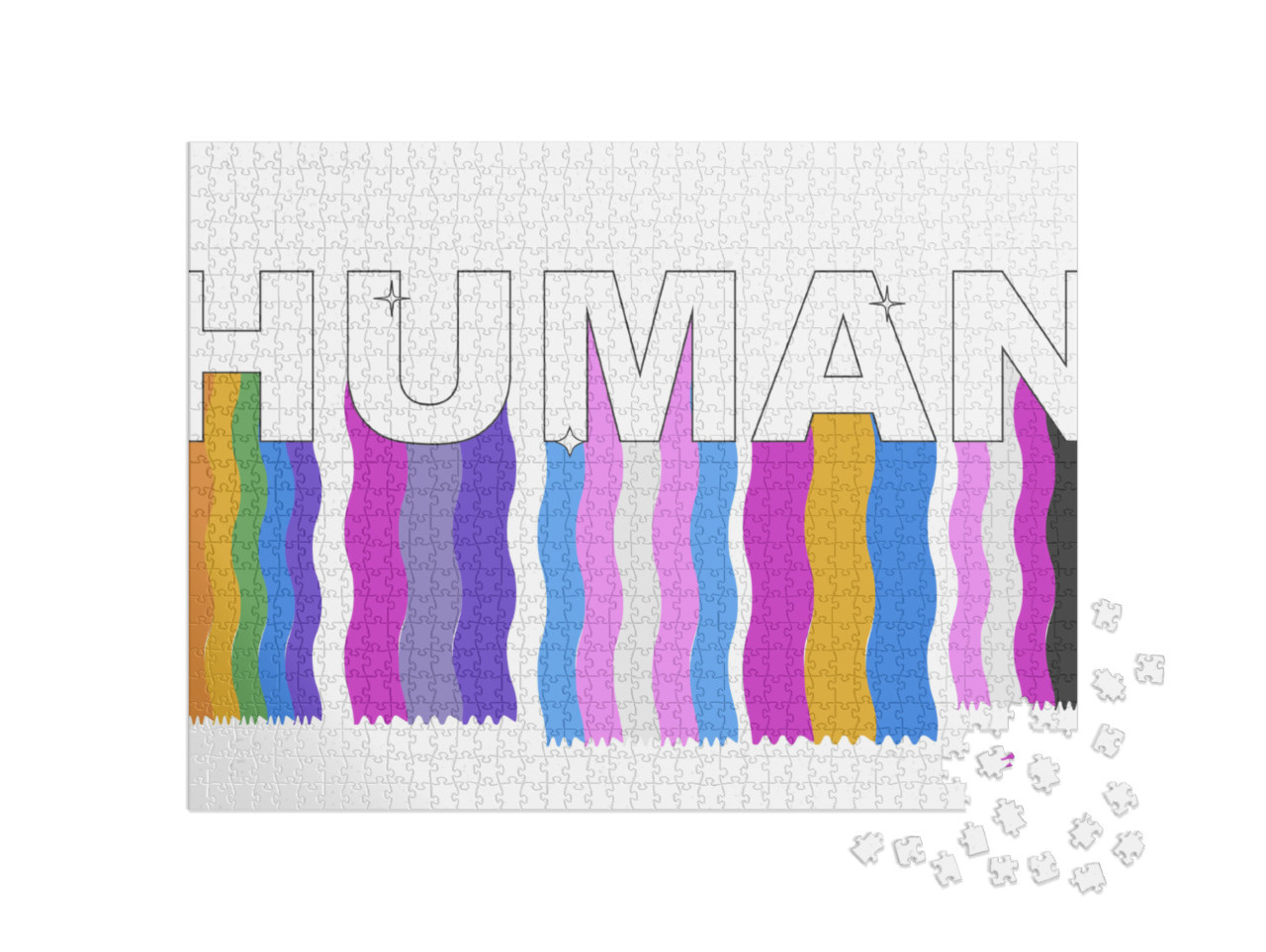 puzzle 1000 dílků „Člověk. Hrdost na sexuální identitu. Symboly LGBT. Vlajka g“