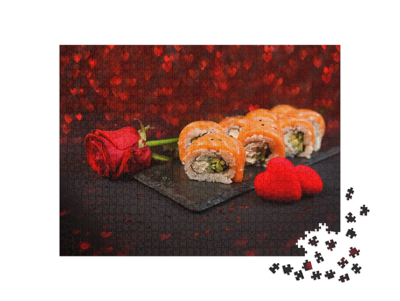 puzzle 1000 dílků „Sushi rolky na černém talíři“
