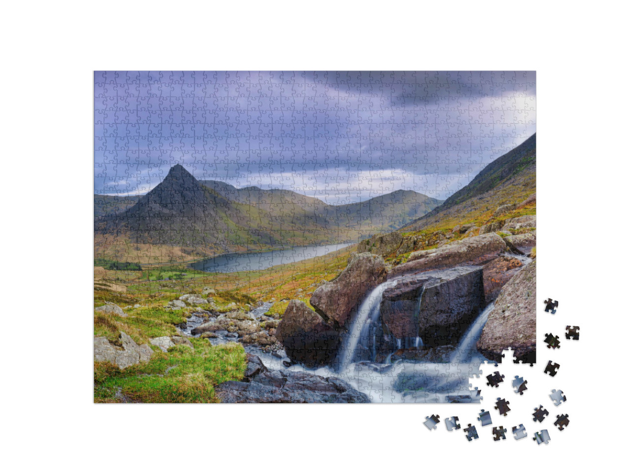 puzzle 1000 dílků „Tryfan v jarním večerním světle, Llyn Ogwen, Wales“