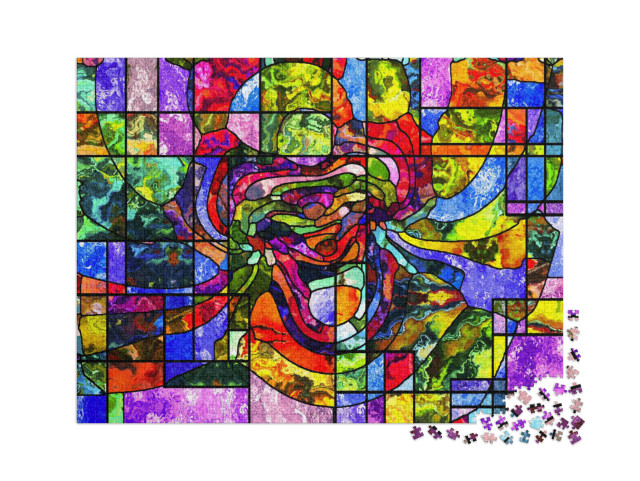 puzzle 2000 dílků „Vitráže: spiritualita, fantazie, kreativita a umění“
