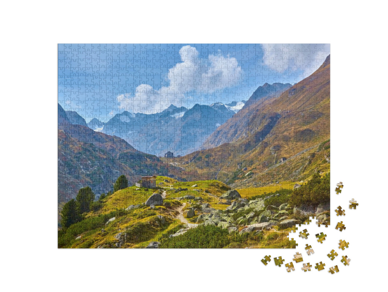 puzzle 1000 dílků „Pěší turistika v údolí Stubai v Rakousku“