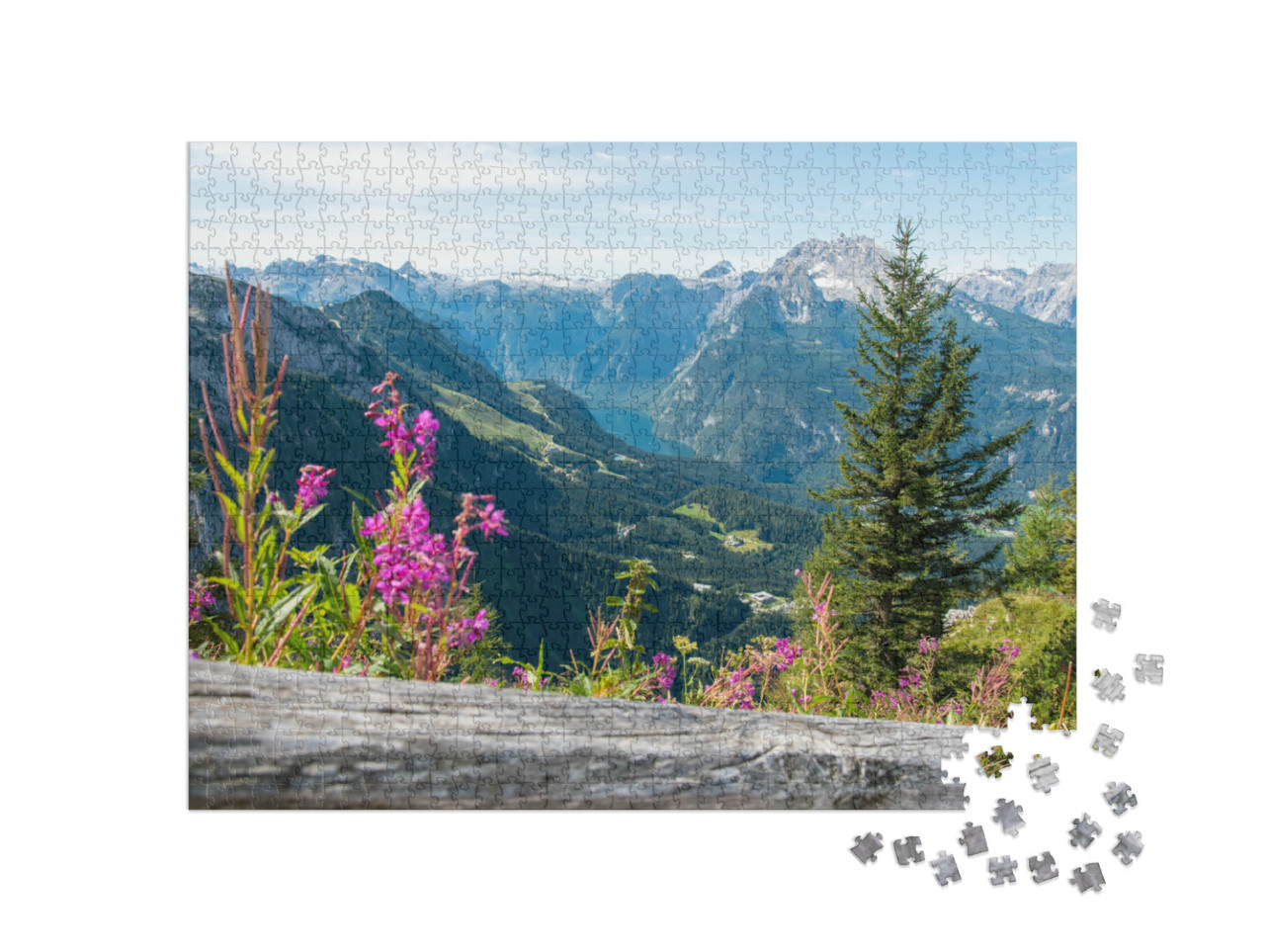 puzzle 1000 dílků „Pohled z Orlího hnízda na Königssee, Obersalzberg, Berchtesgaden“