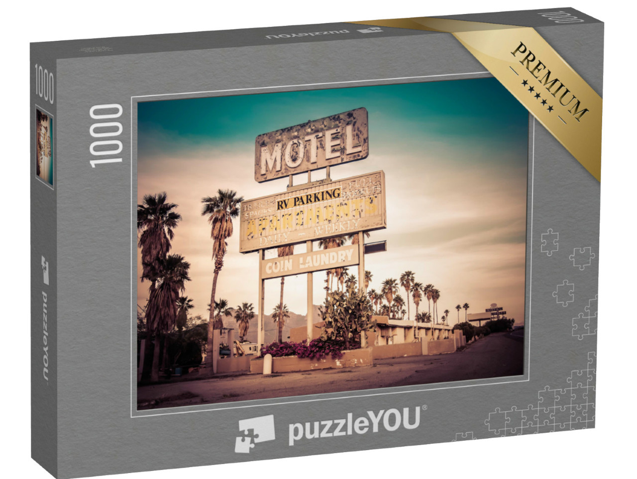 puzzle 1000 dílků „Nápis na motelu uprostřed pouště, USA“