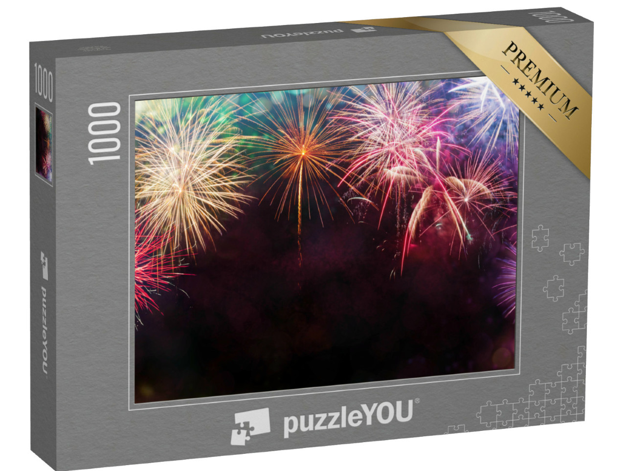 puzzle 1000 dílků „Abstraktní barevné pozadí ohňostroje s volným prostorem pro...“