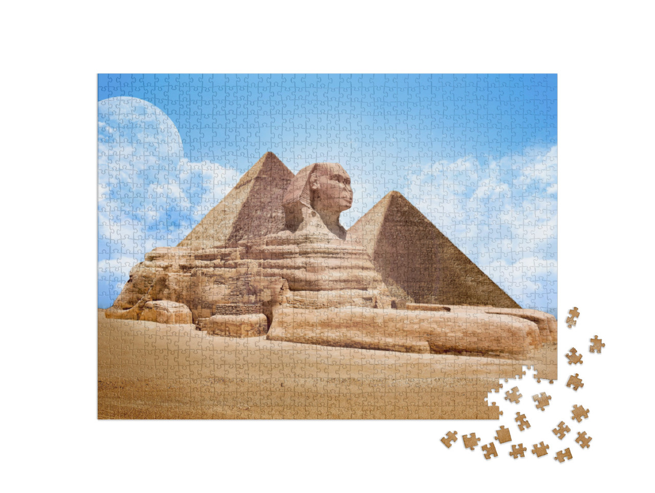 puzzle 1000 dílků „Pyramidy s Velkou sfingou, Egypt“