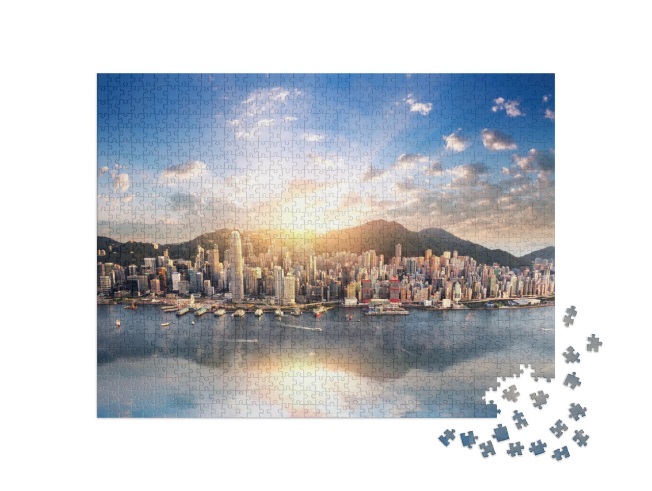 puzzle 1000 dílků „Západ slunce nad Hongkongem“