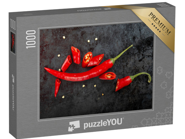 puzzle 1000 dílků „Nasekané a celé červené chilli papričky“