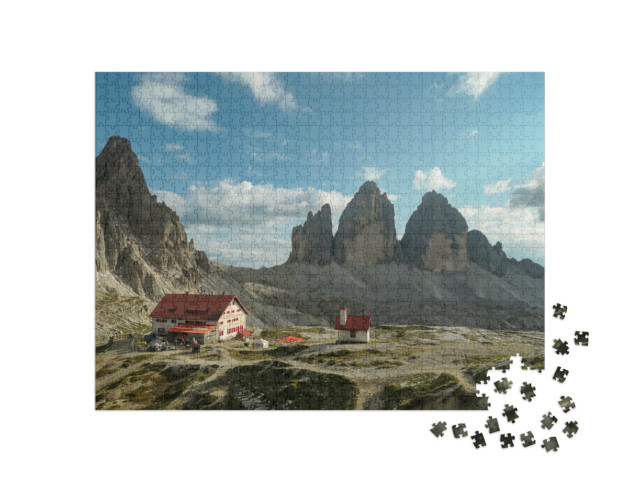 puzzle 1000 dílků „Tři vrcholy, alpské vrcholy v Dolomitech“