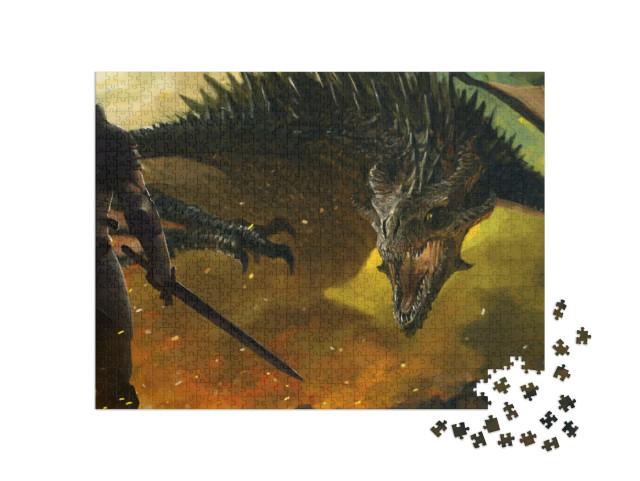 puzzle 1000 dílků „Bojovníci a drak“