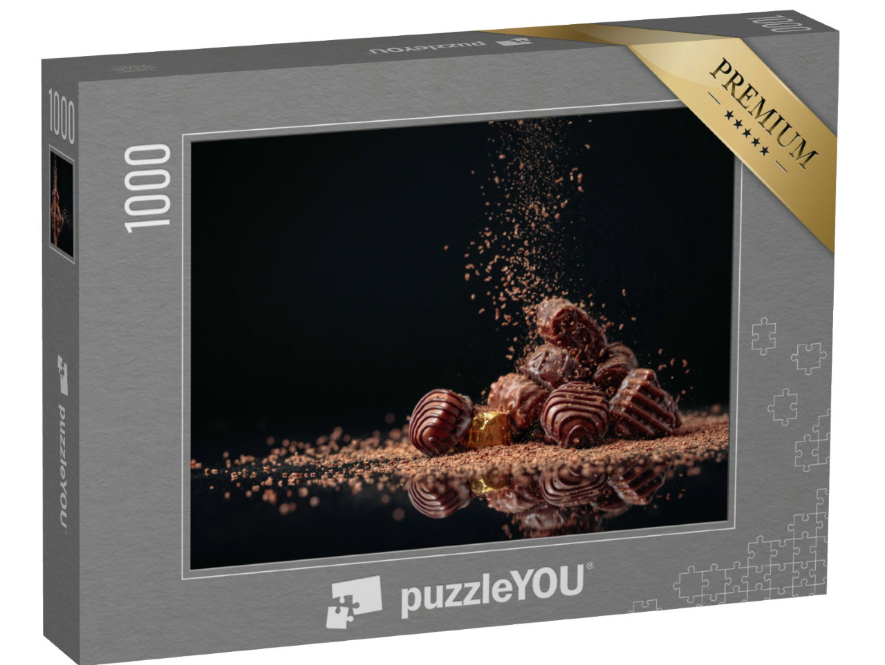 puzzle 1000 dílků „Čokoládové bonbony sypané čokoládovými lupínky“