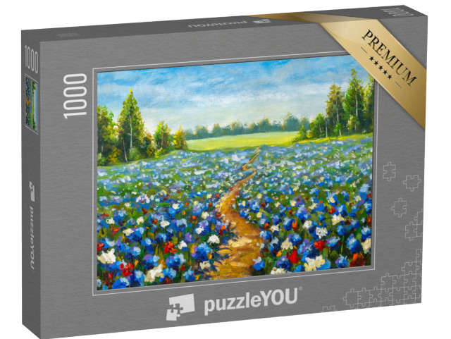 puzzle 1000 dílků „Cesta květinovým polem, Claude Monet Impresionismus“