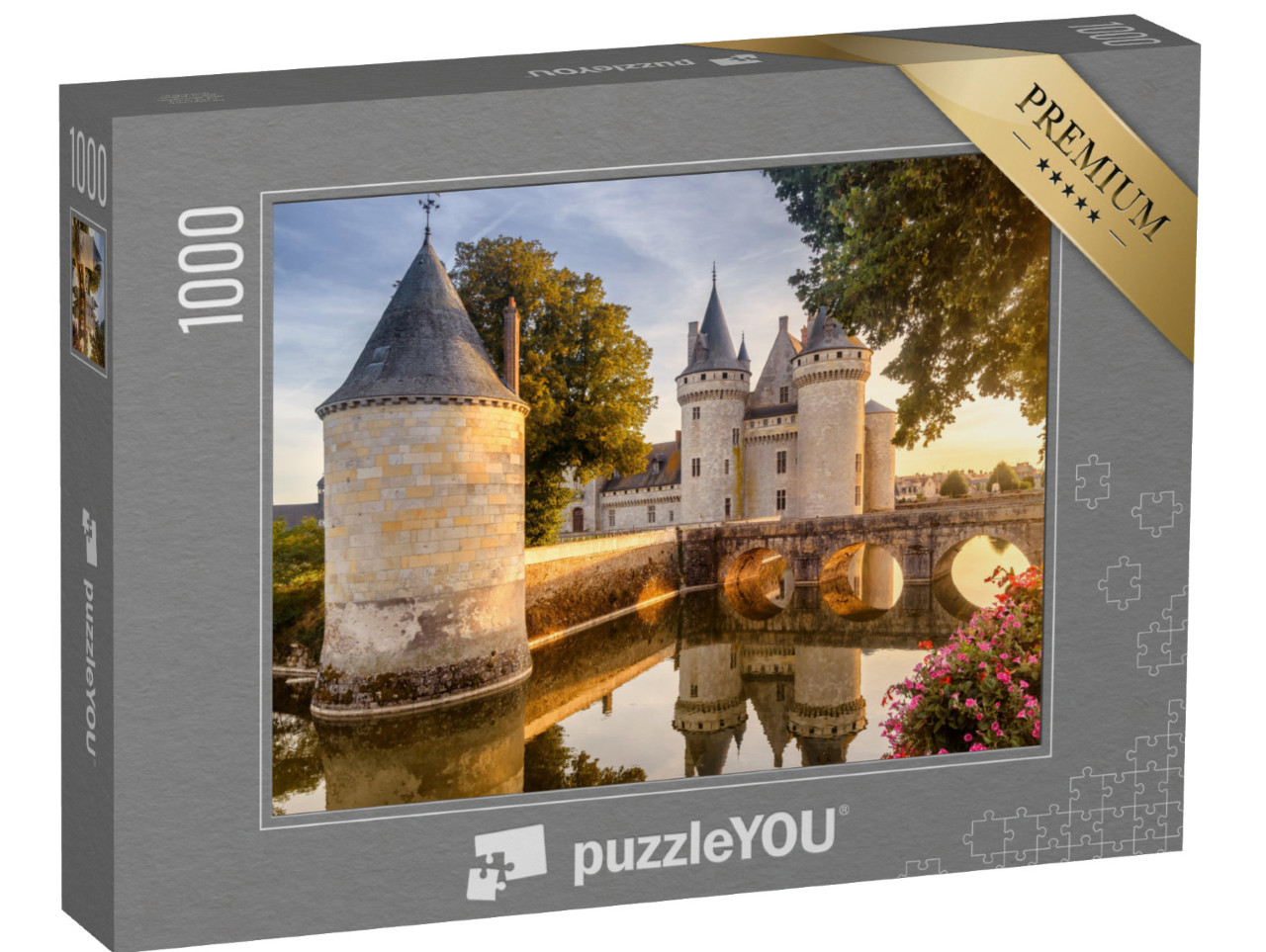 puzzle 1000 dílků „Zámek Sully-sur-Loire při západu slunce, dominanta Francie“