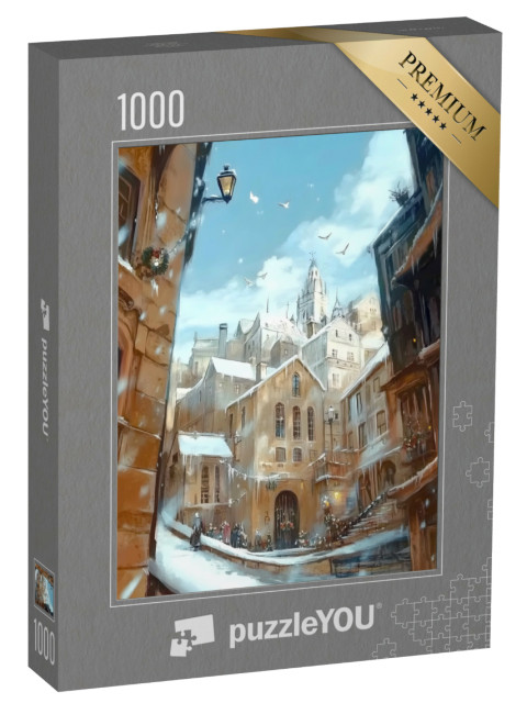 puzzle 1000 dílků „Vánoční ráno nad starým městem“