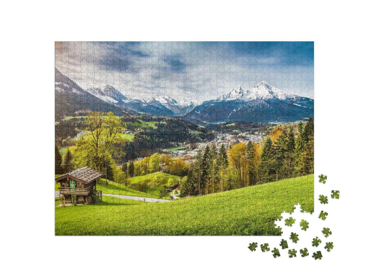 puzzle 1000 dílků „Panoramatický pohled na masiv Watzmann, Bavorsko, Německo“