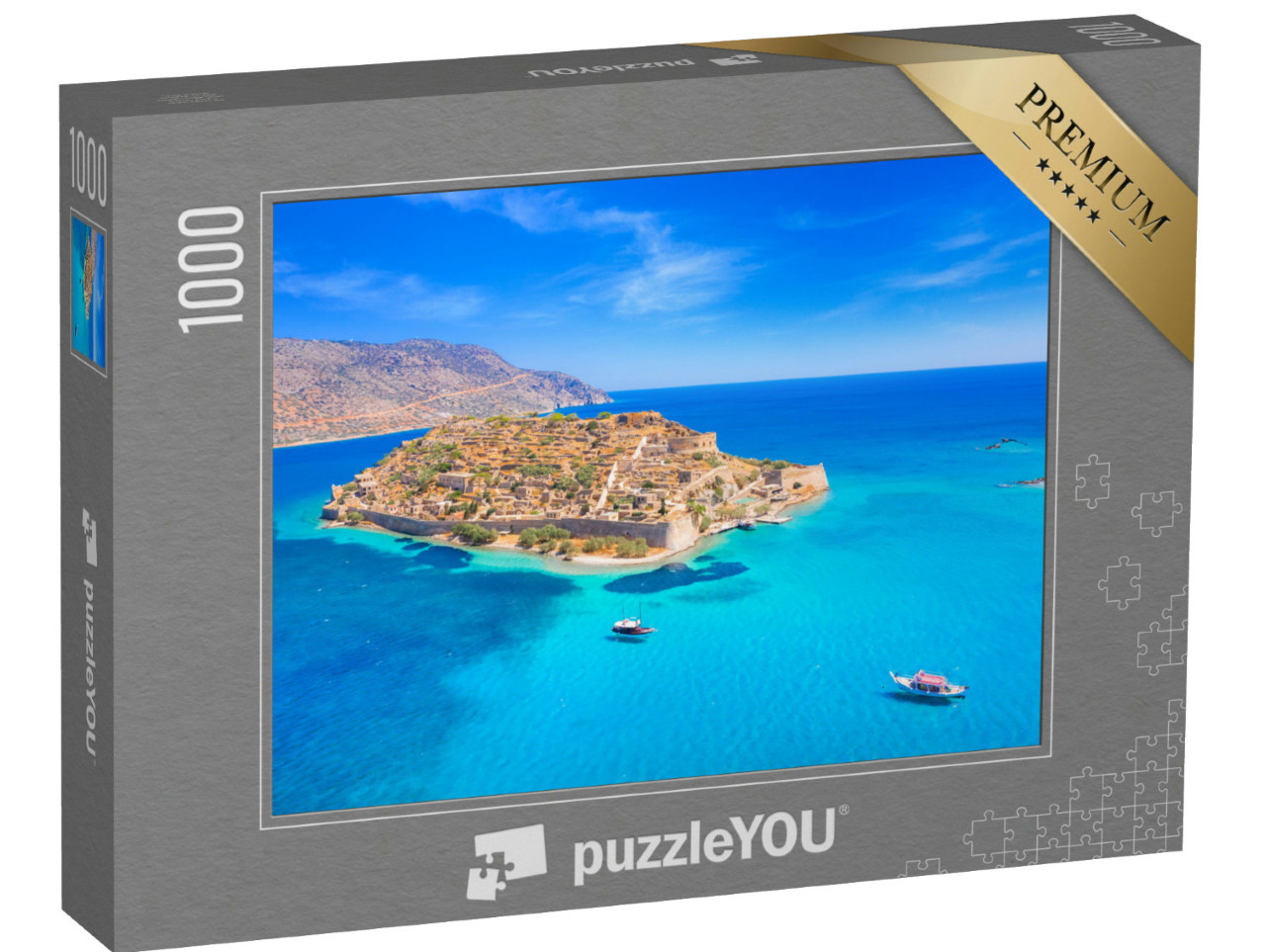 puzzle 1000 dílků „Ostrov Spinalonga v zálivu Elounda, Kréta, Řecko“