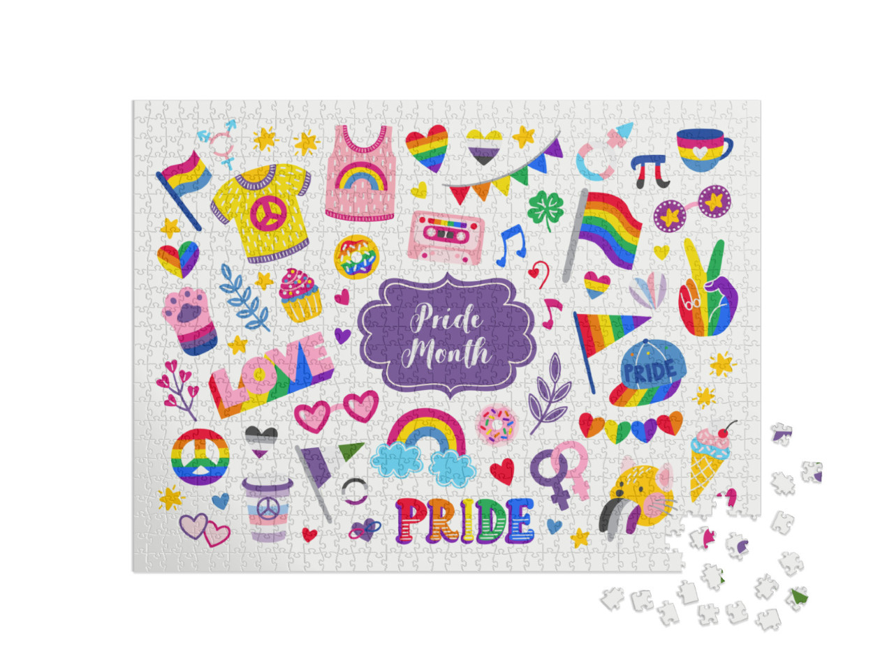 puzzle 1000 dílků „Vektorová sbírka symbolů komunity LGBTQ s“