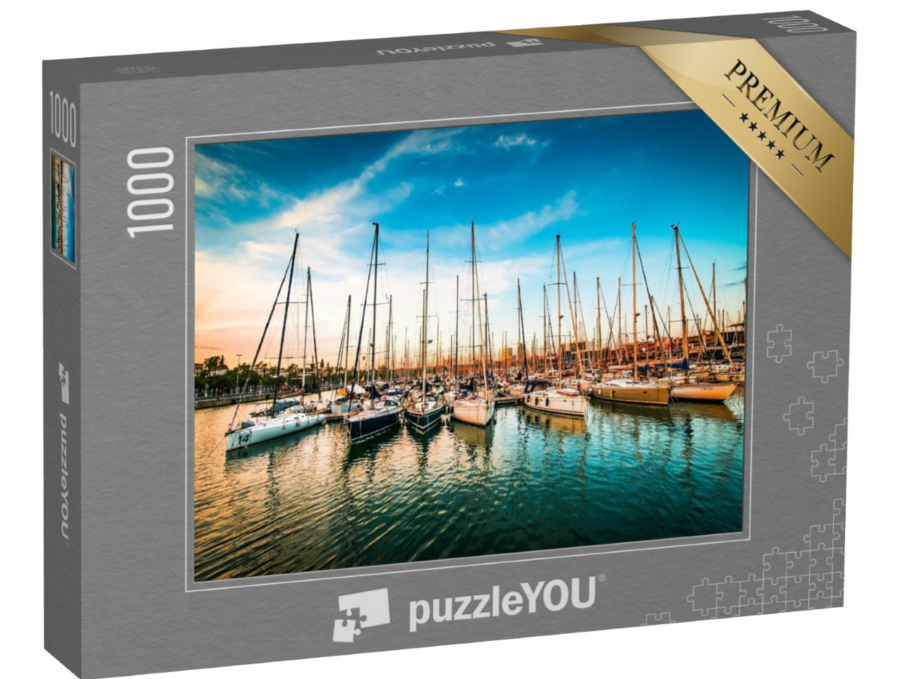 puzzle 1000 dílků „Zátoka s jachtami při západu slunce“