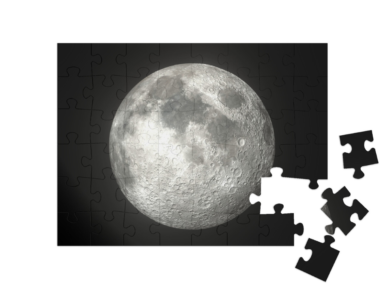puzzle 48 dílků „Zářící měsíc ve vesmíru“