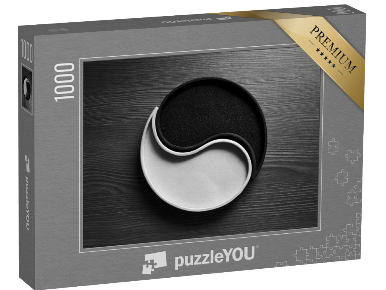 puzzle 1000 dílků „Černobílý písek symbol jing-jang“