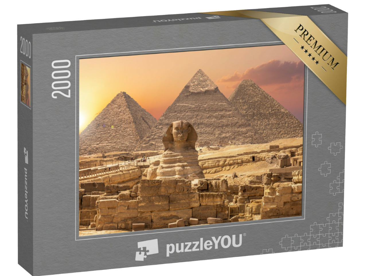puzzle 2000 dílků „Divy světa, pyramidy se Sfingou, Gíza, Egypt“