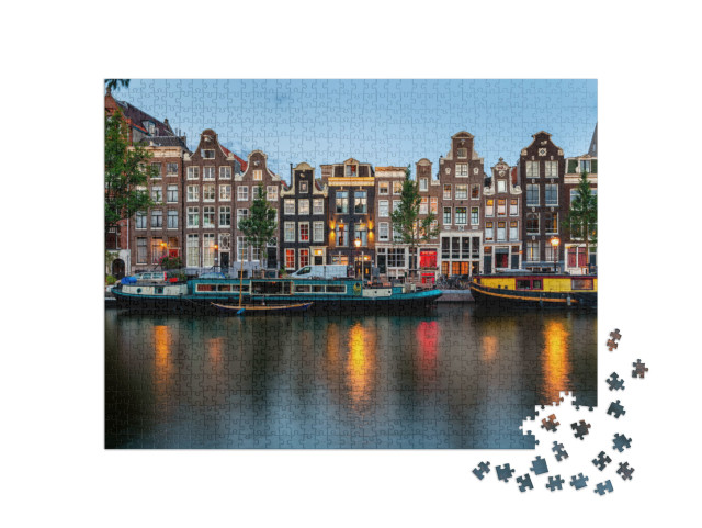 puzzle 1000 dílků „Modrá hodina v Amsterdamu, Nizozemsko“