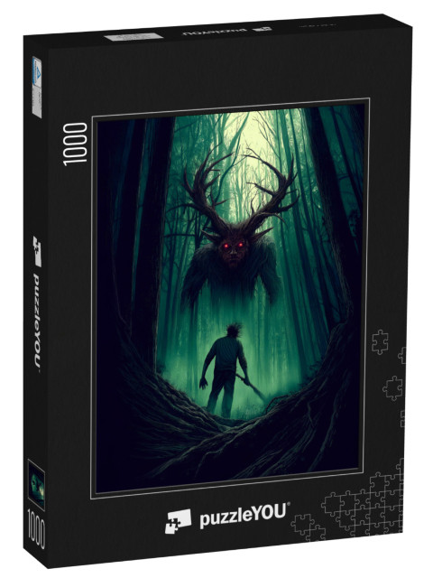 puzzle 1000 dílků „Wendigo v strašidelném lese“
