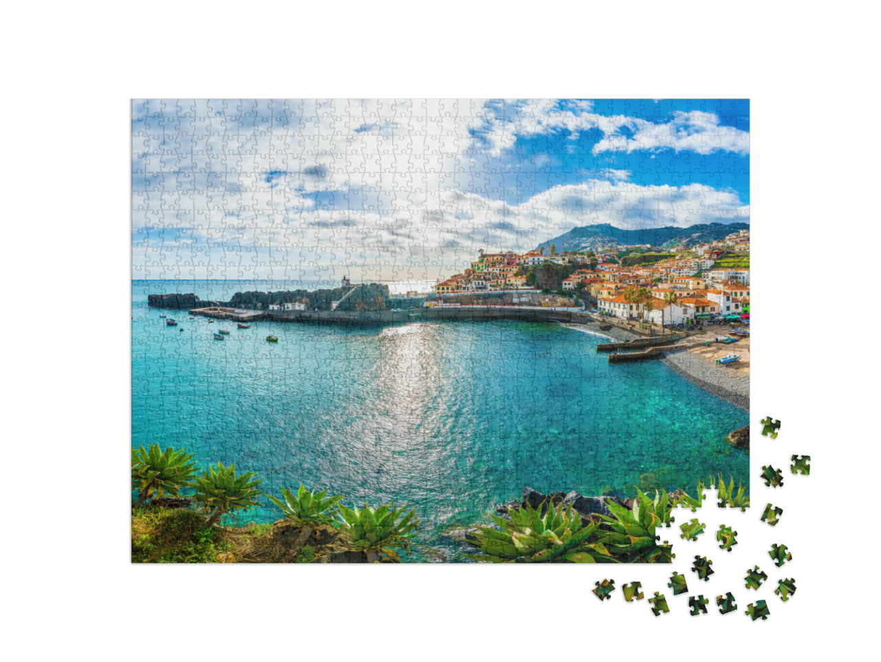 puzzle 1000 dílků „Camara de Lobos, přístav a rybářská vesnice, Madeira, Portugalsko“
