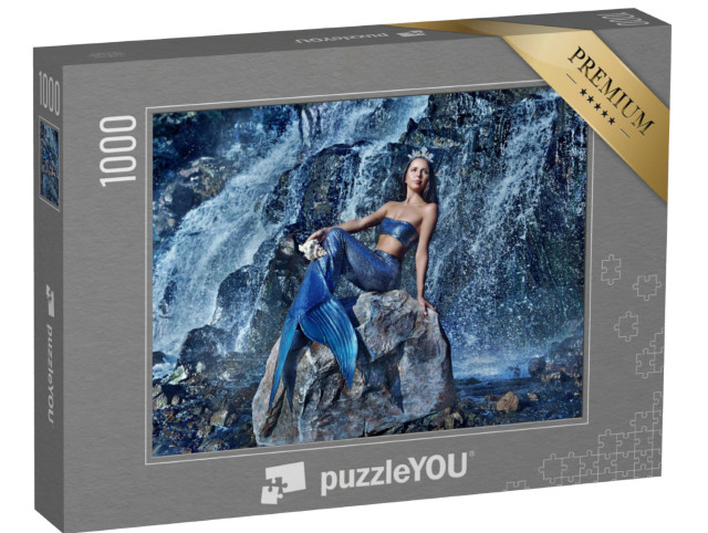 puzzle 1000 dílků „Krásná mořská panna u vodopádu“