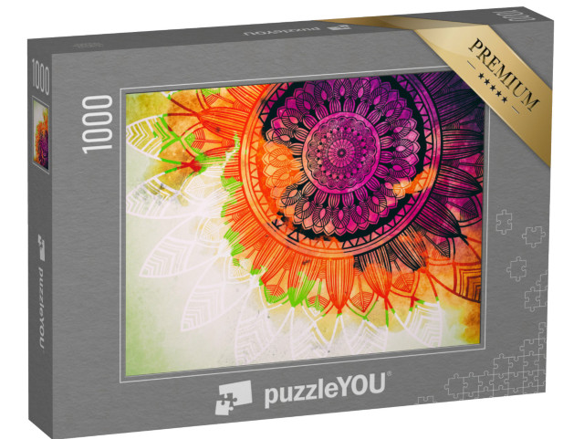 puzzle 1000 dílků „Starý geometrický koncept mandaly v akvarelovém vzhledu“