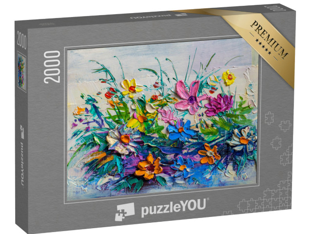 puzzle 2000 dílků „Impresionistický styl: kytice polních květin“