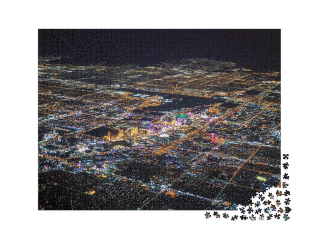 puzzle 2000 dílků „Las Vegas v noci z ptačí perspektivy“