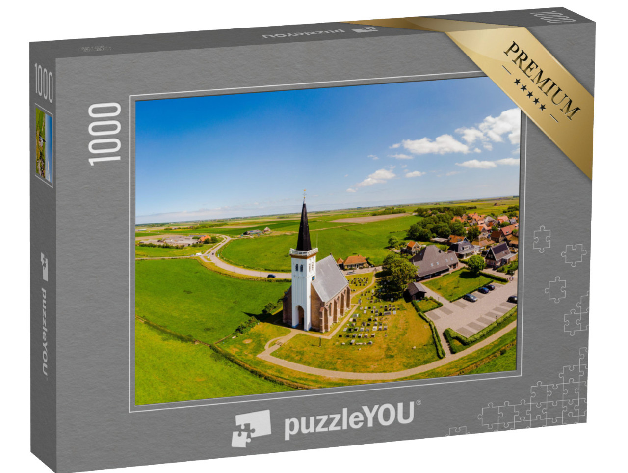 puzzle 1000 dílků „Bílý kostel v Den Hoornu na ostrově Texel v Nizozemsku“