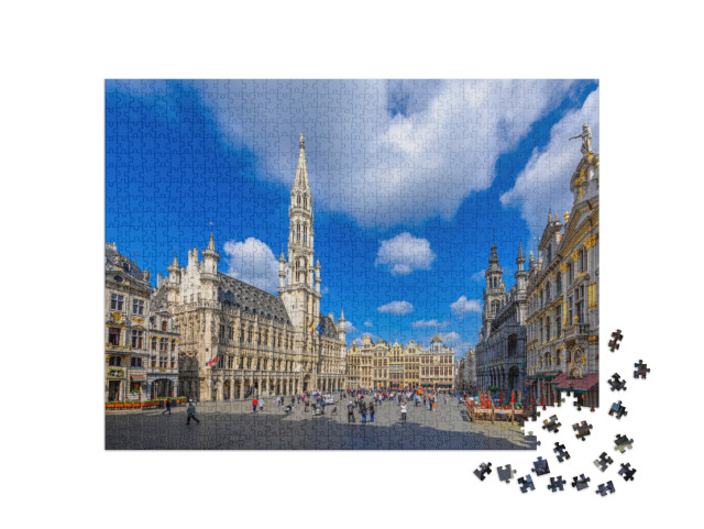 puzzle 1000 dílků „Náměstí Grote Markt s radnicí a Královským domem v Bruselu, Belgie“