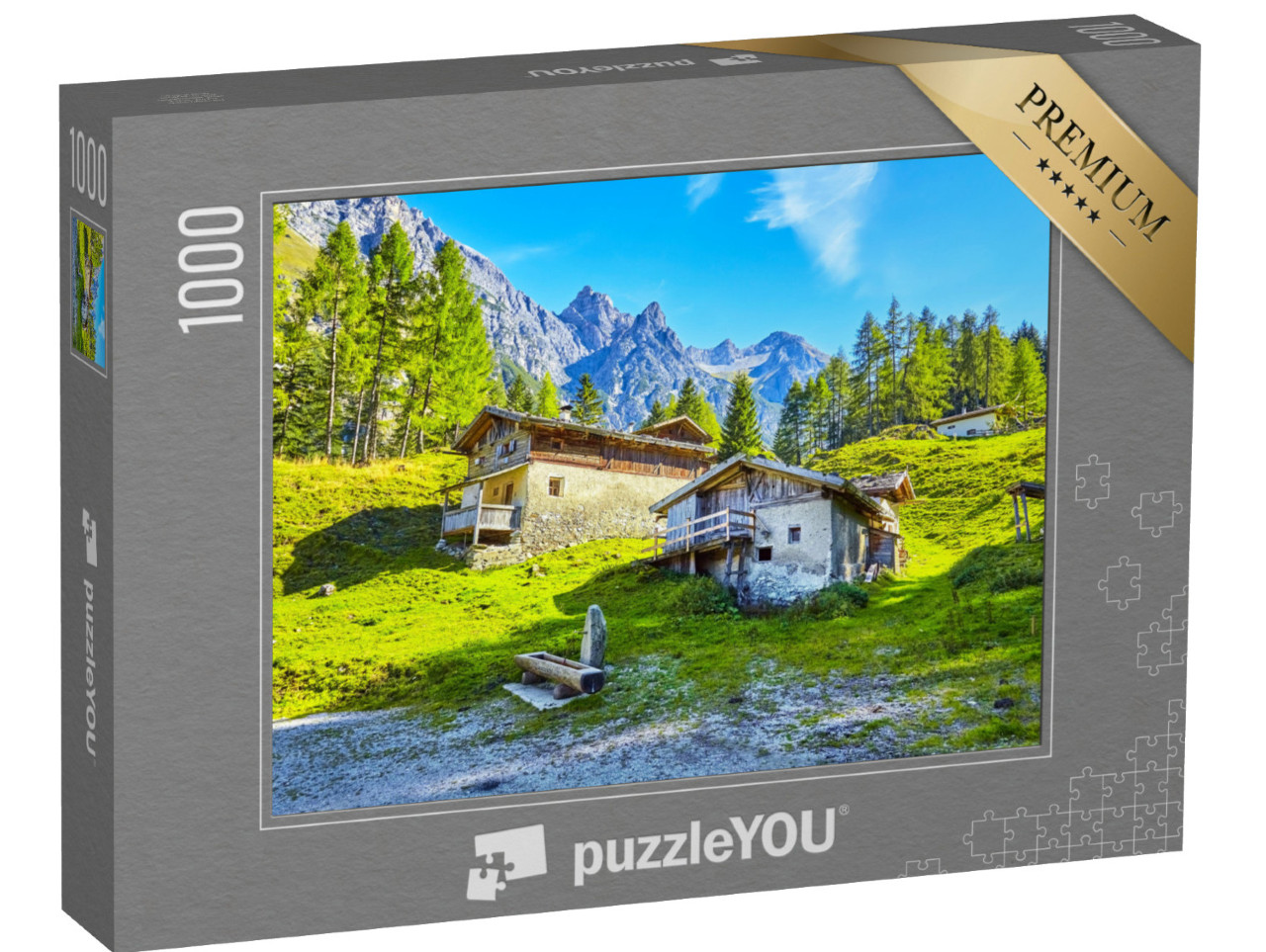 puzzle 1000 dílků „Starý horský statek v údolí Stubai, Tyrolsko, Rakousko“