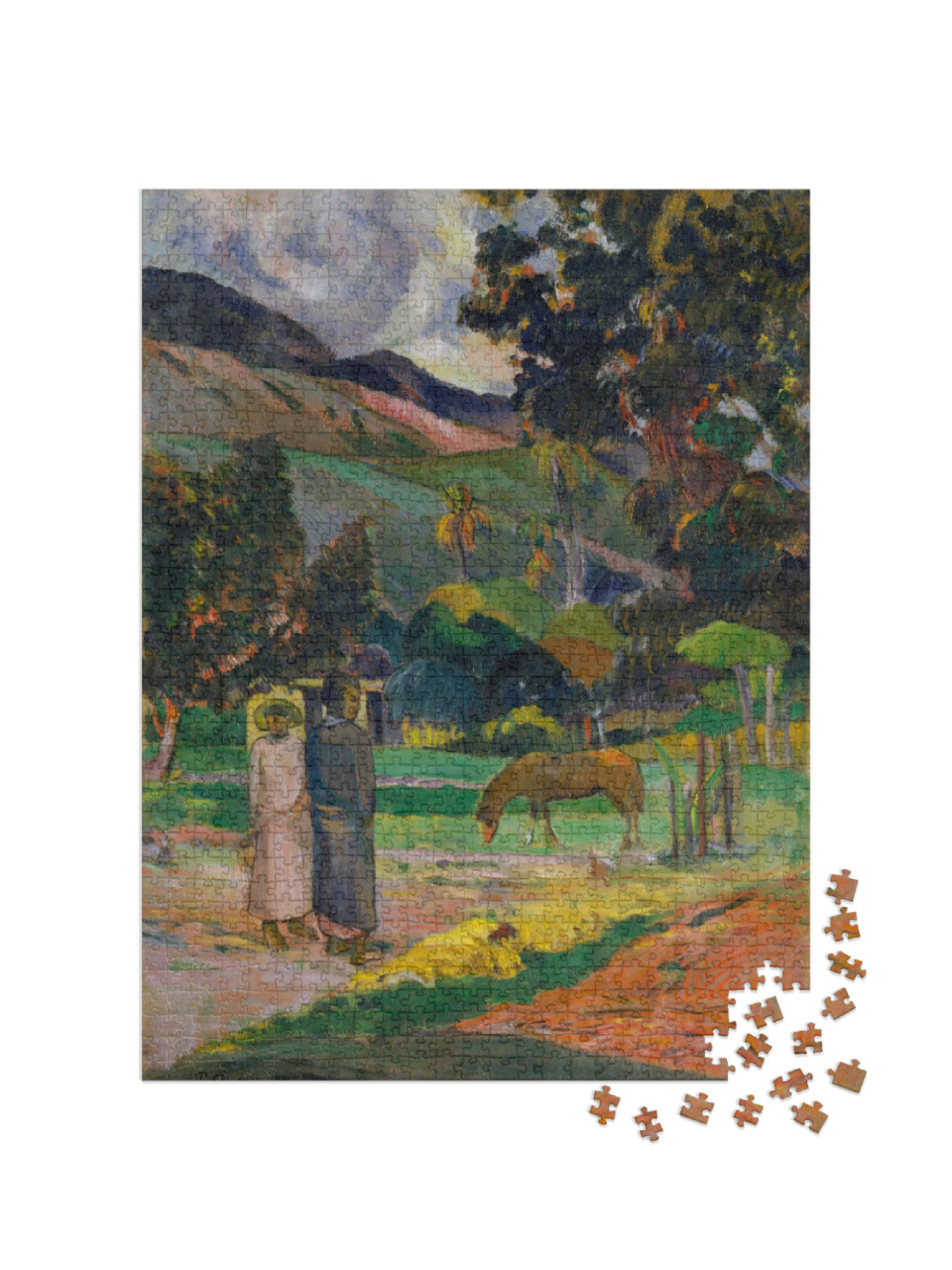 puzzle 1000 dílků „Paul Gauguin - Krajina na Tahiti“