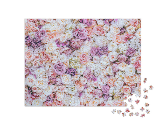puzzle 1000 dílků „Moře okvětních lístků růží“