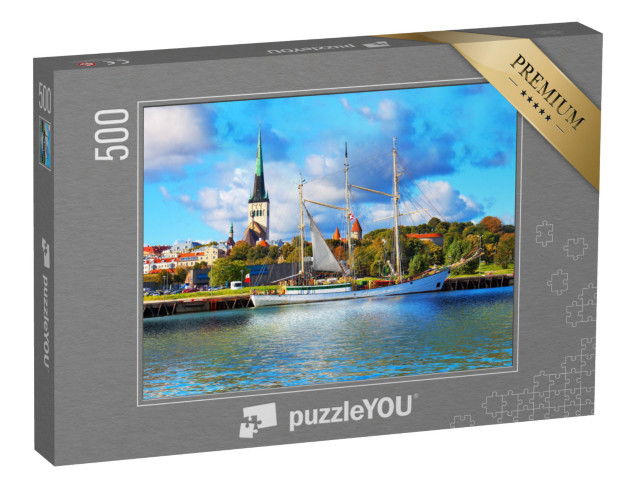 puzzle 500 dílků „Historická vysoká loď před starým centrem Tallinnu, Estonsko“