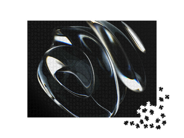 puzzle 1000 dílků „3D model abstraktní umělecké 3D sochy se surrealistickou mimozemskou...“