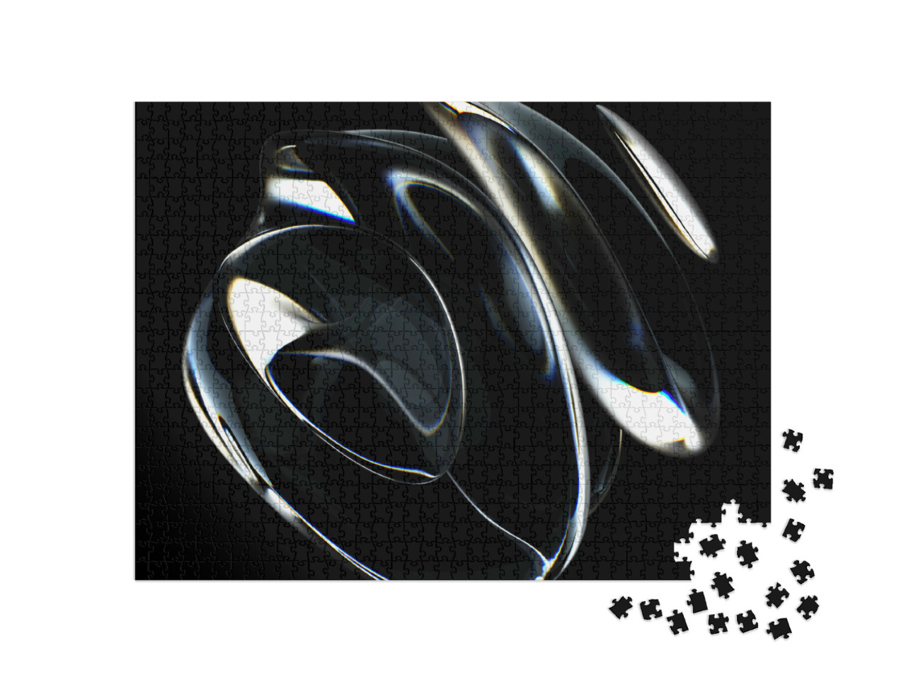 puzzle 1000 dílků „3D model abstraktní umělecké 3D sochy se surrealistickou mimozemskou...“