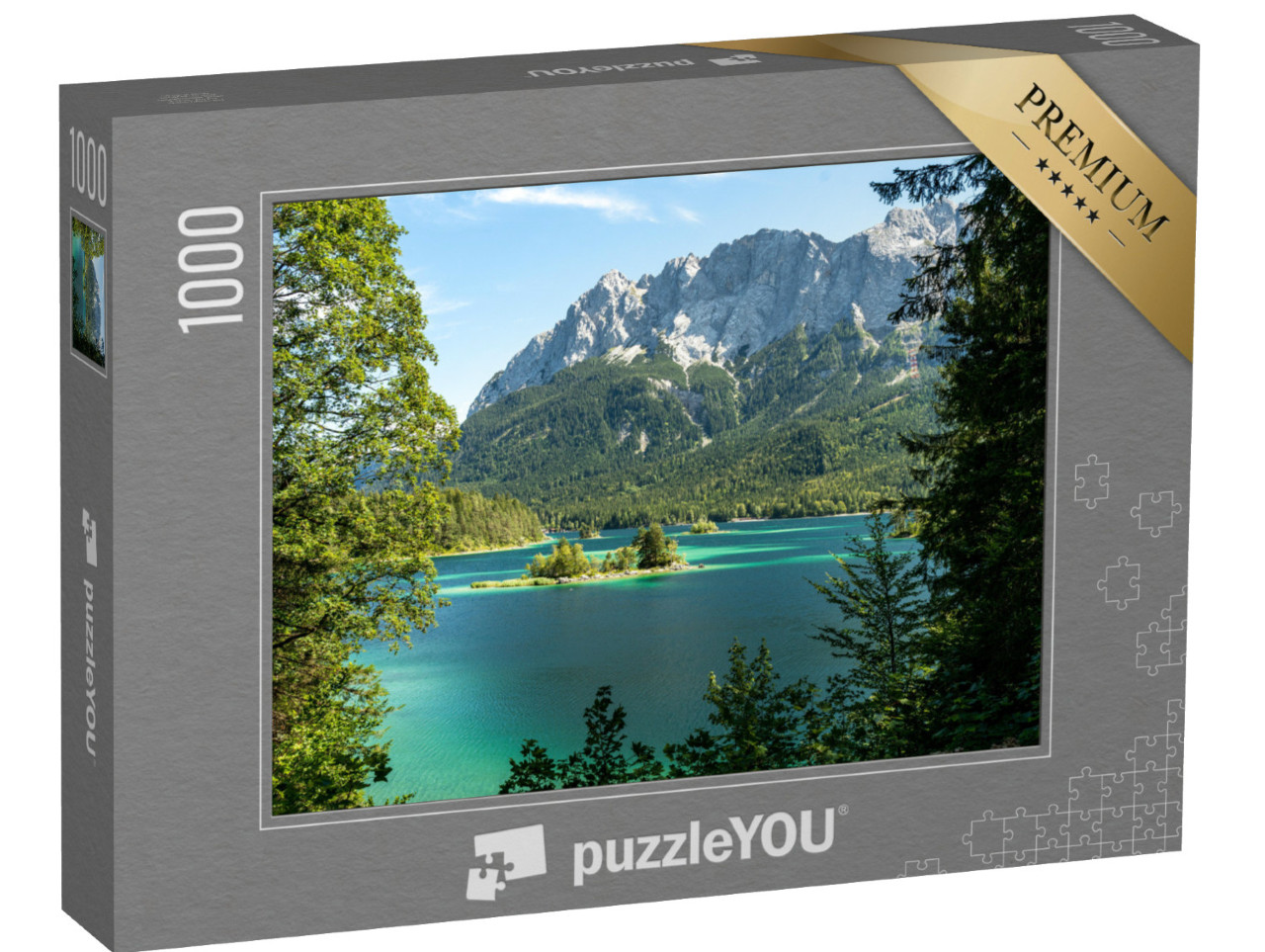 puzzle 1000 dílků „Pohled na Zugspitze a Eibsee, Bavorsko, Německo“