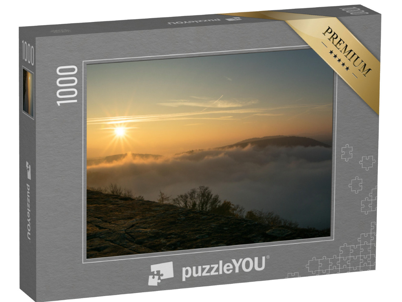 puzzle 1000 dílků „Inverzní povětrnostní situace u jezera Edersee s východem slunce“