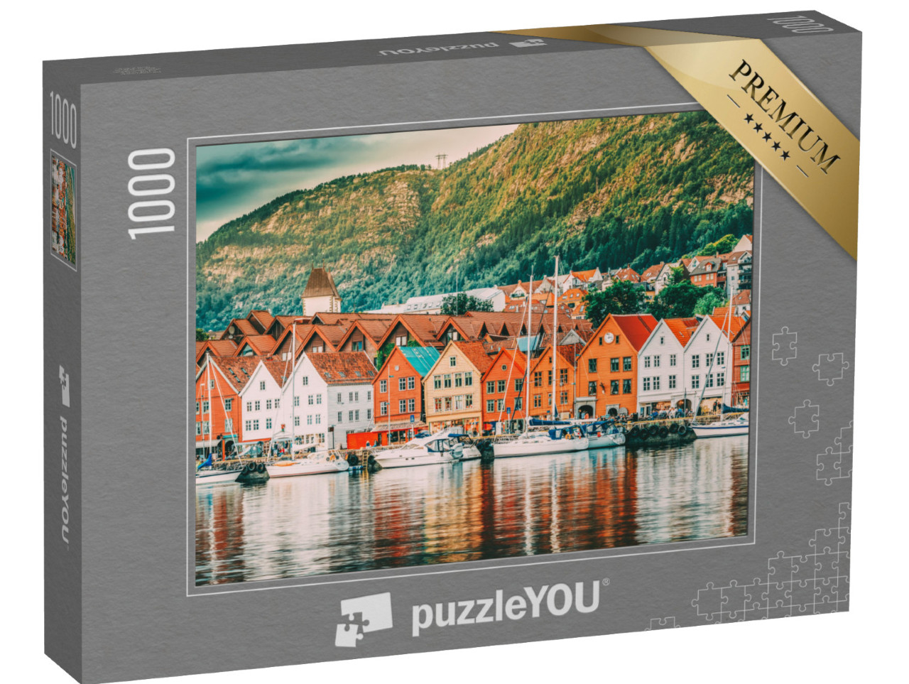 puzzle 1000 dílků „Historické domy v Bergenu, Norsko, památka světového dědictví UNESCO“