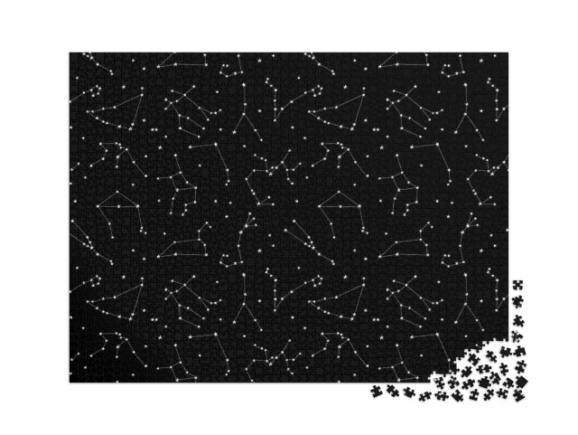 puzzle 2000 dílků „Vzory souhvězdí zvěrokruhu, tvary z hvězd a čar“
