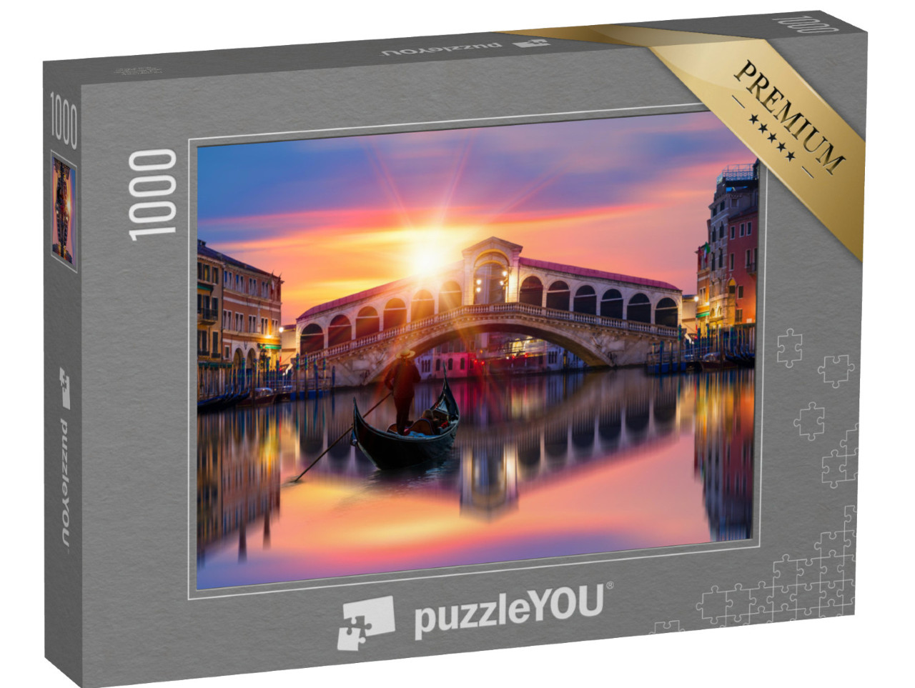 puzzle 1000 dílků „Gondola na mostě Rialto v Benátkách, Itálie“