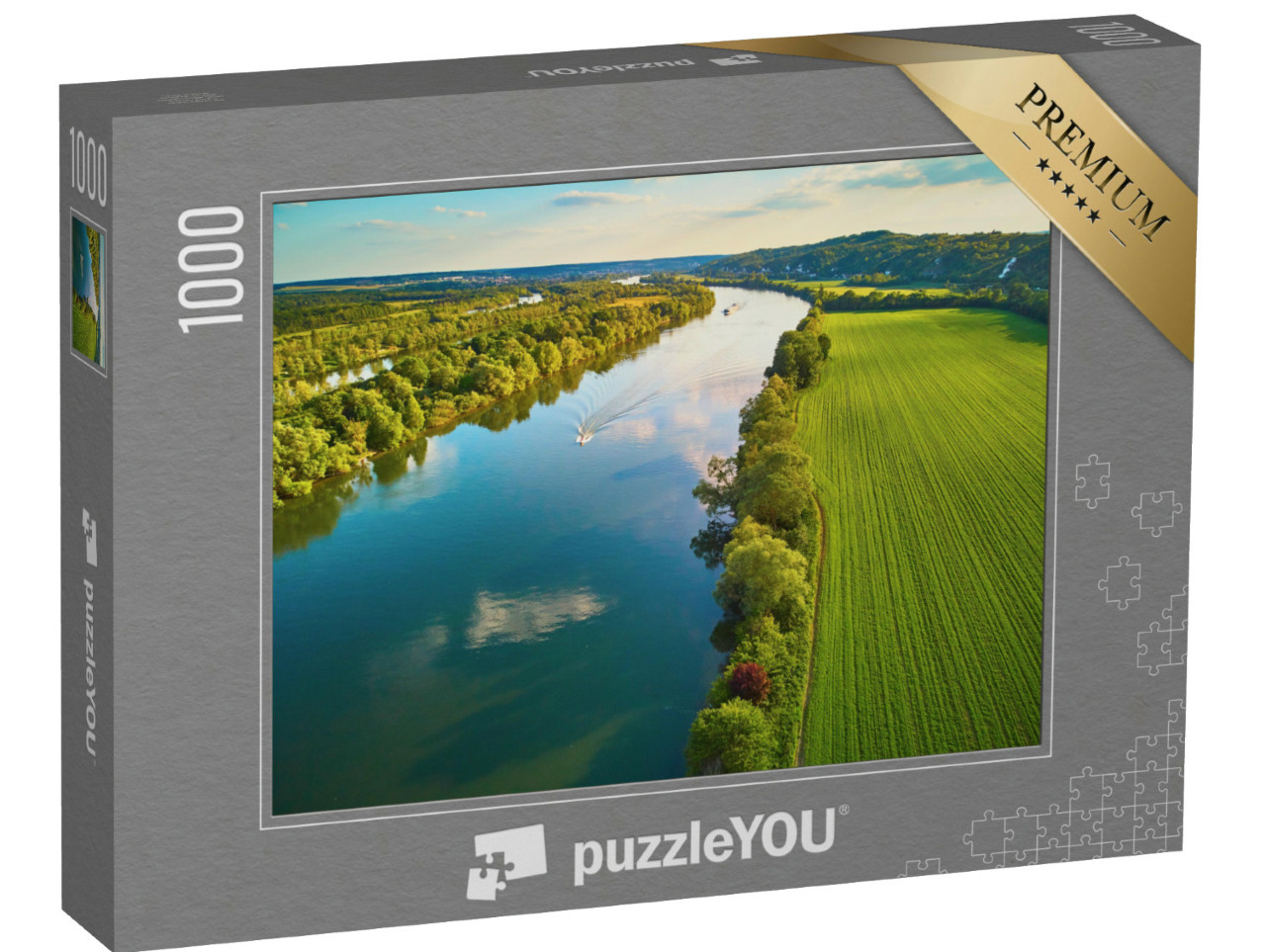 puzzle 1000 dílků „Seina v zelené krajině, severní Francie“